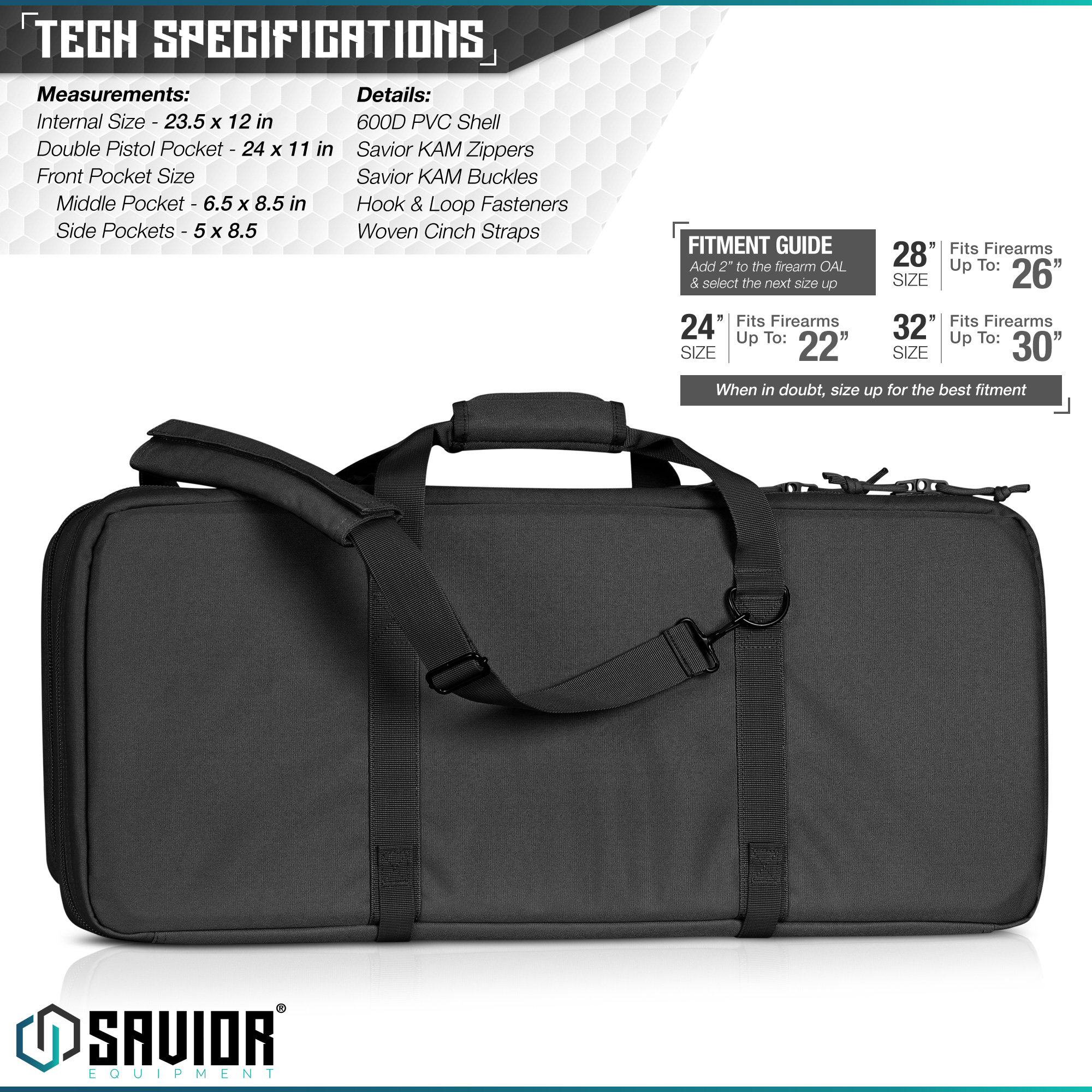 24" 28" 32" Savior Equipment Sub Shot Gun Pistol Soft Case Short Rifle Carry Bag - Picture 24 of 35