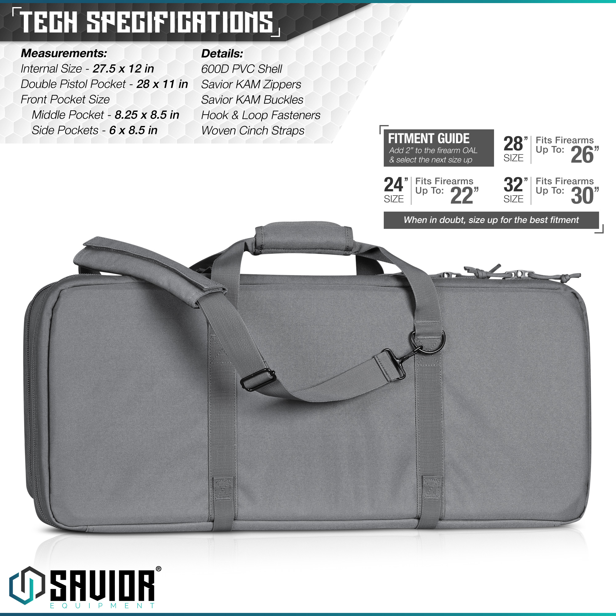 24" 28" 32" Savior Equipment Sub Shot Gun Pistol Soft Case Short Rifle Carry Bag - Picture 7 of 35