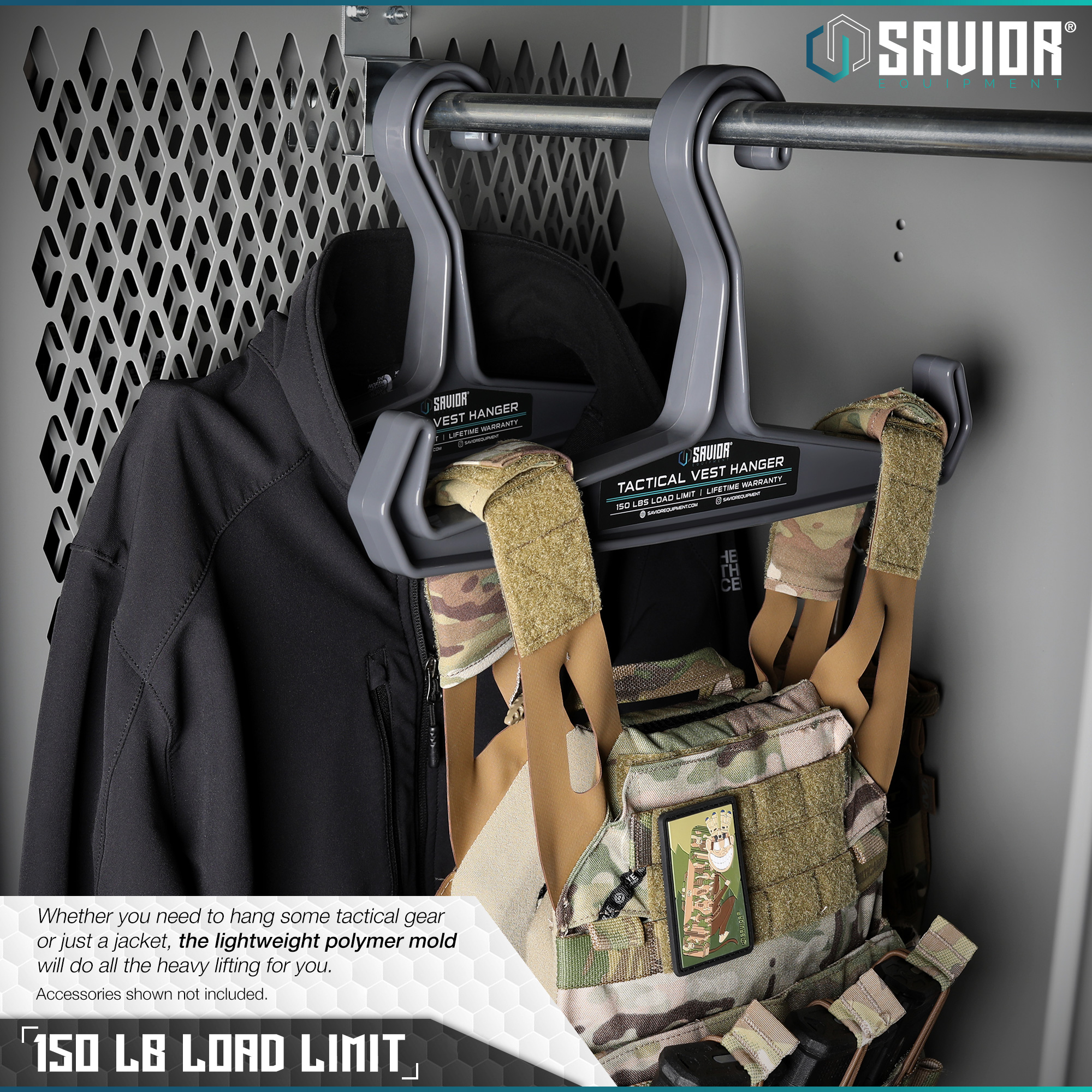 Gexgune Tactical Hanger Army Vest Armor Regulator Vêtements Heavy Duty Coat Hangers Plate Chest Rig Hanger Hunting Accessory