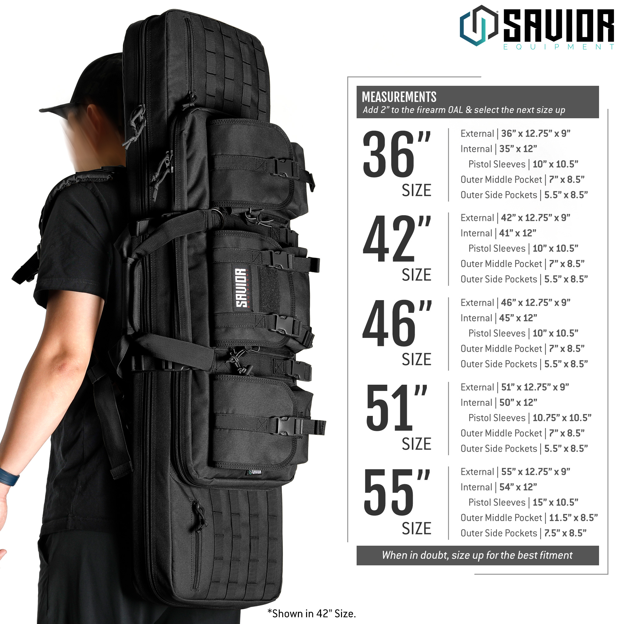 SAVIOR EQUIP Tactical Double Rifle Bag Gun Range Padded Soft Case 36" 42" 46" 55