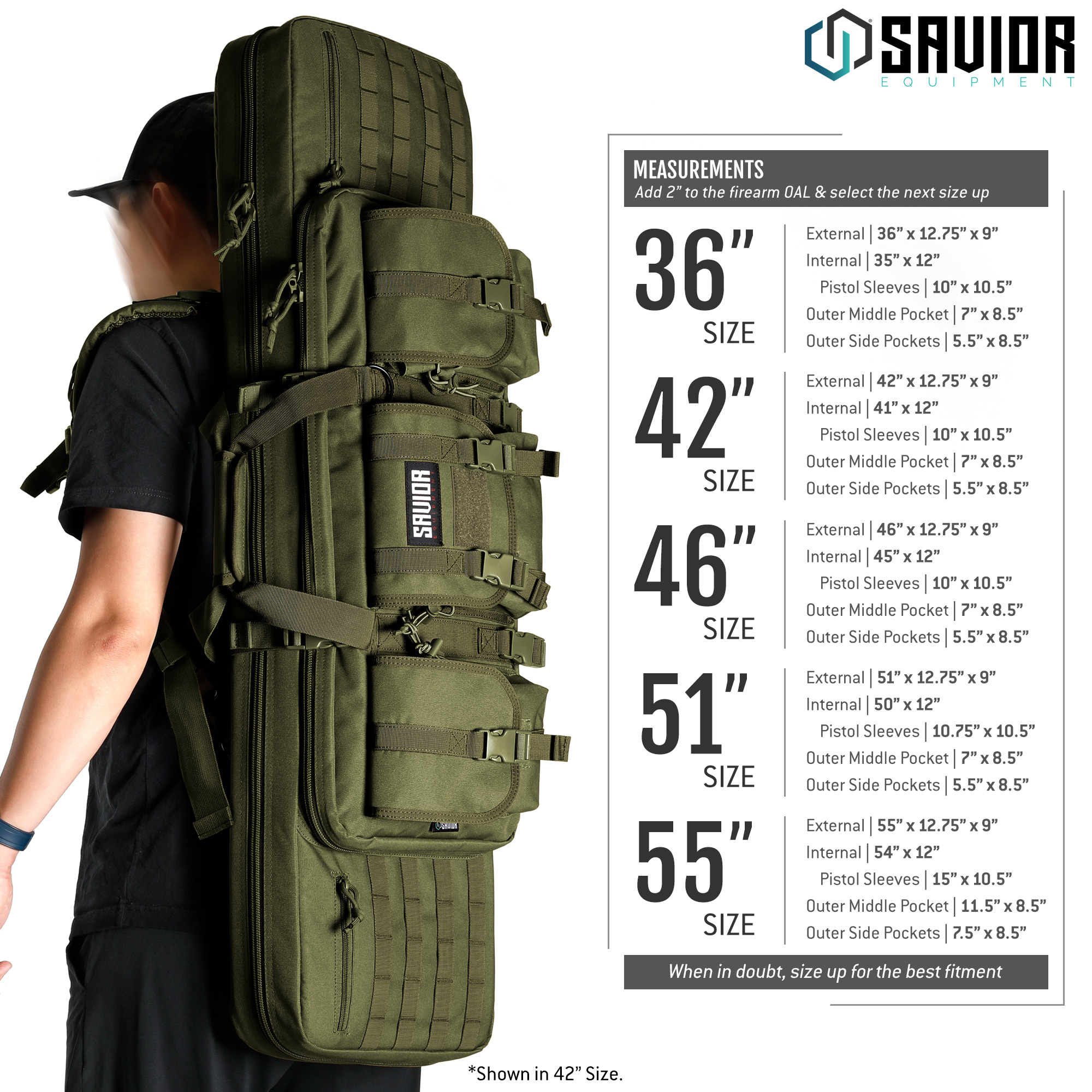 SAVIOR EQUIP Tactical Double Rifle Bag Gun Range Padded Soft Case 36" 42" 46" 55