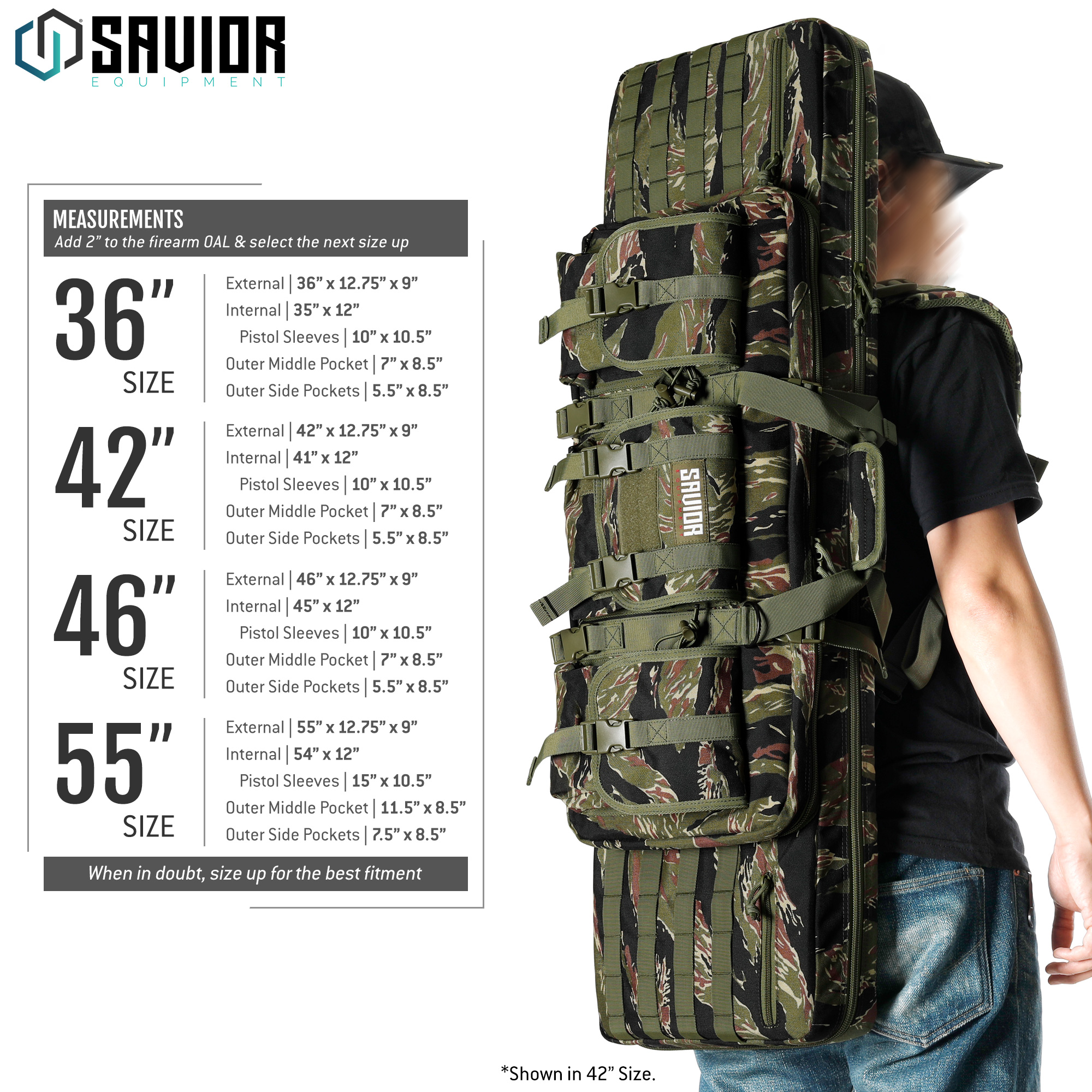 SAVIOR EQUIP Tactical Double Rifle Bag Gun Range Padded Soft Case 36" 42" 46" 55