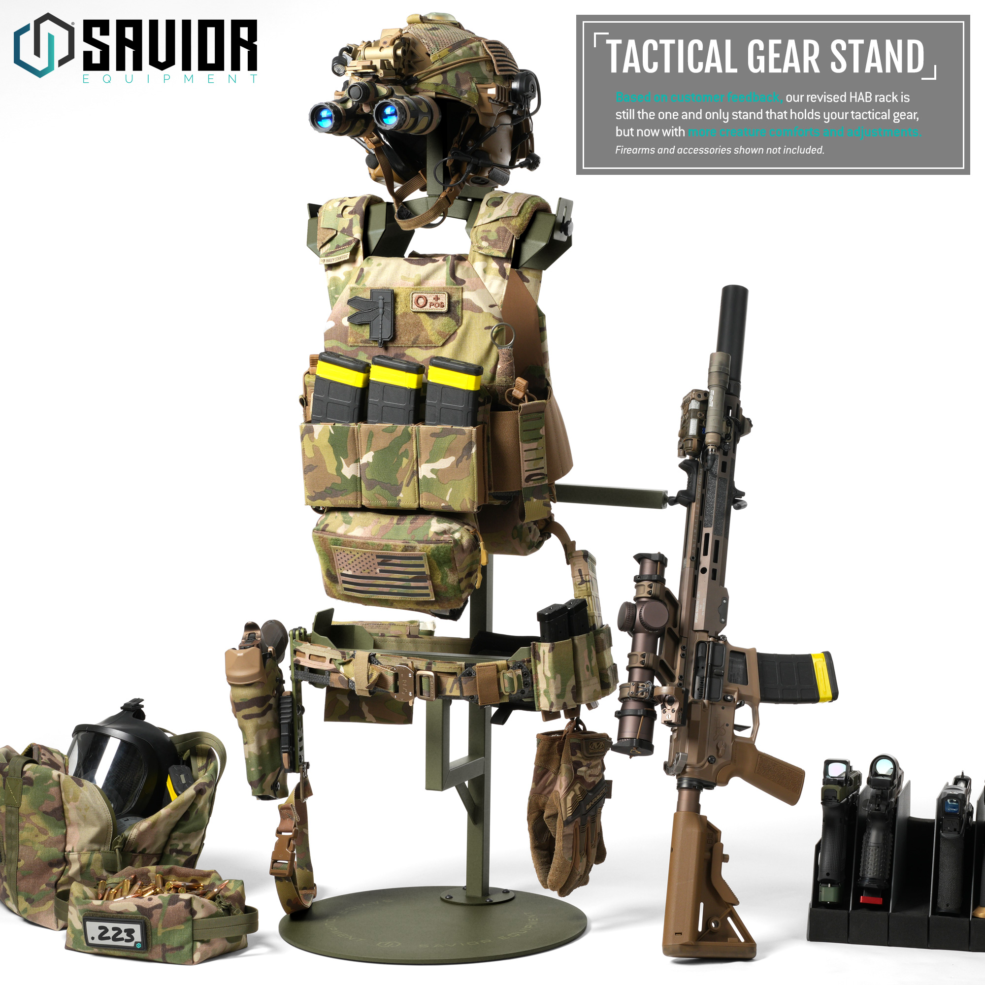 Savior H.A.B. Tactical Heavy Duty Gear Rack Free Stand Helmet Vest