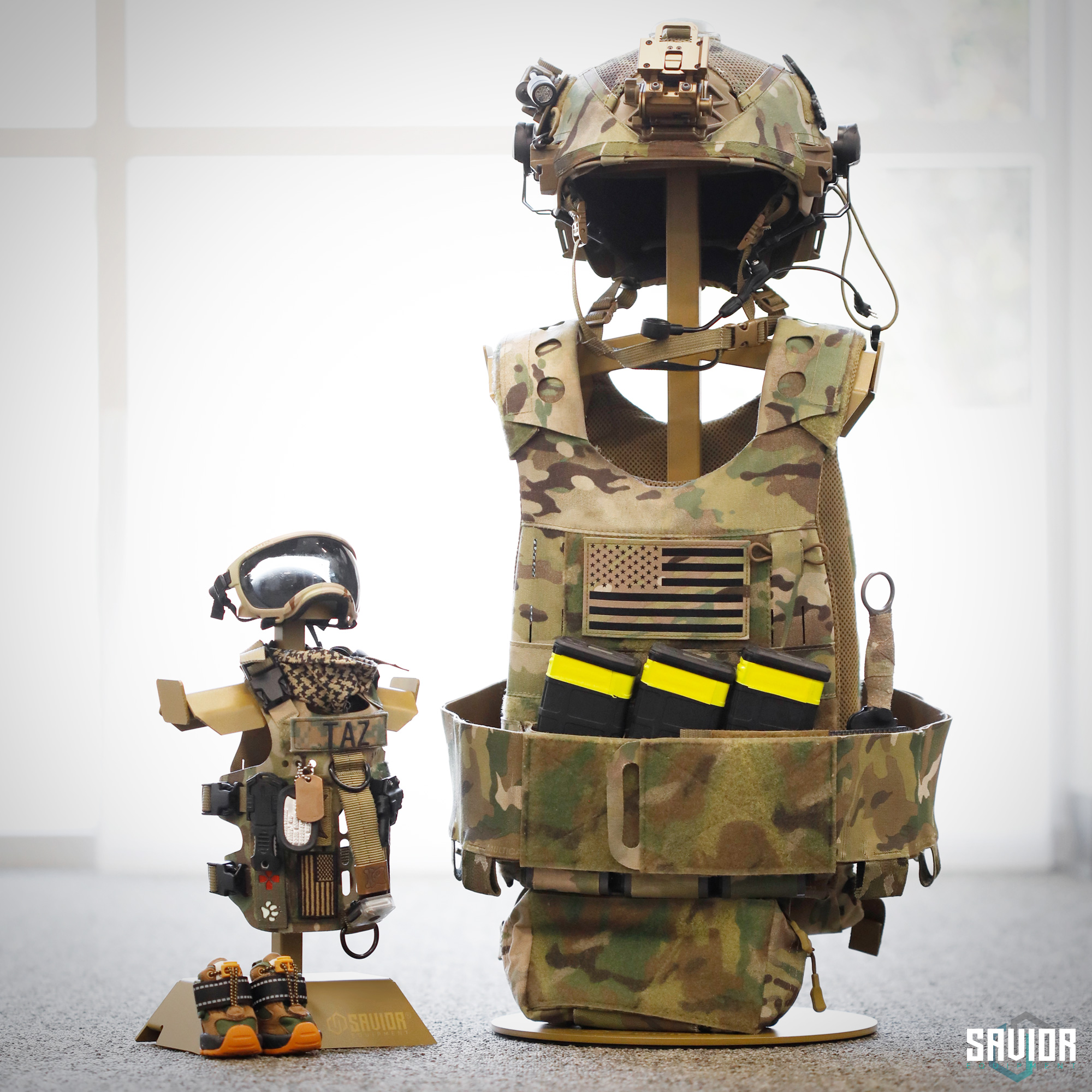 [STEEL] Tactical Gear Stand Duty Vest Plate Carrier Helmet Hanger Display Rack