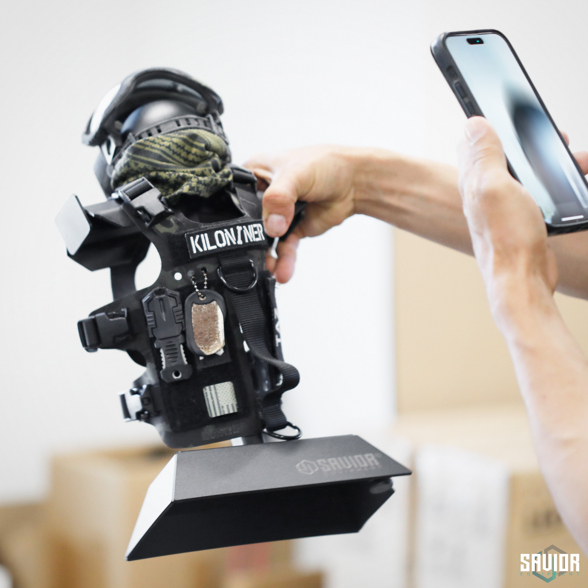 [STEEL] Tactical Gear Stand Duty Vest Plate Carrier Helmet Hanger Display Rack