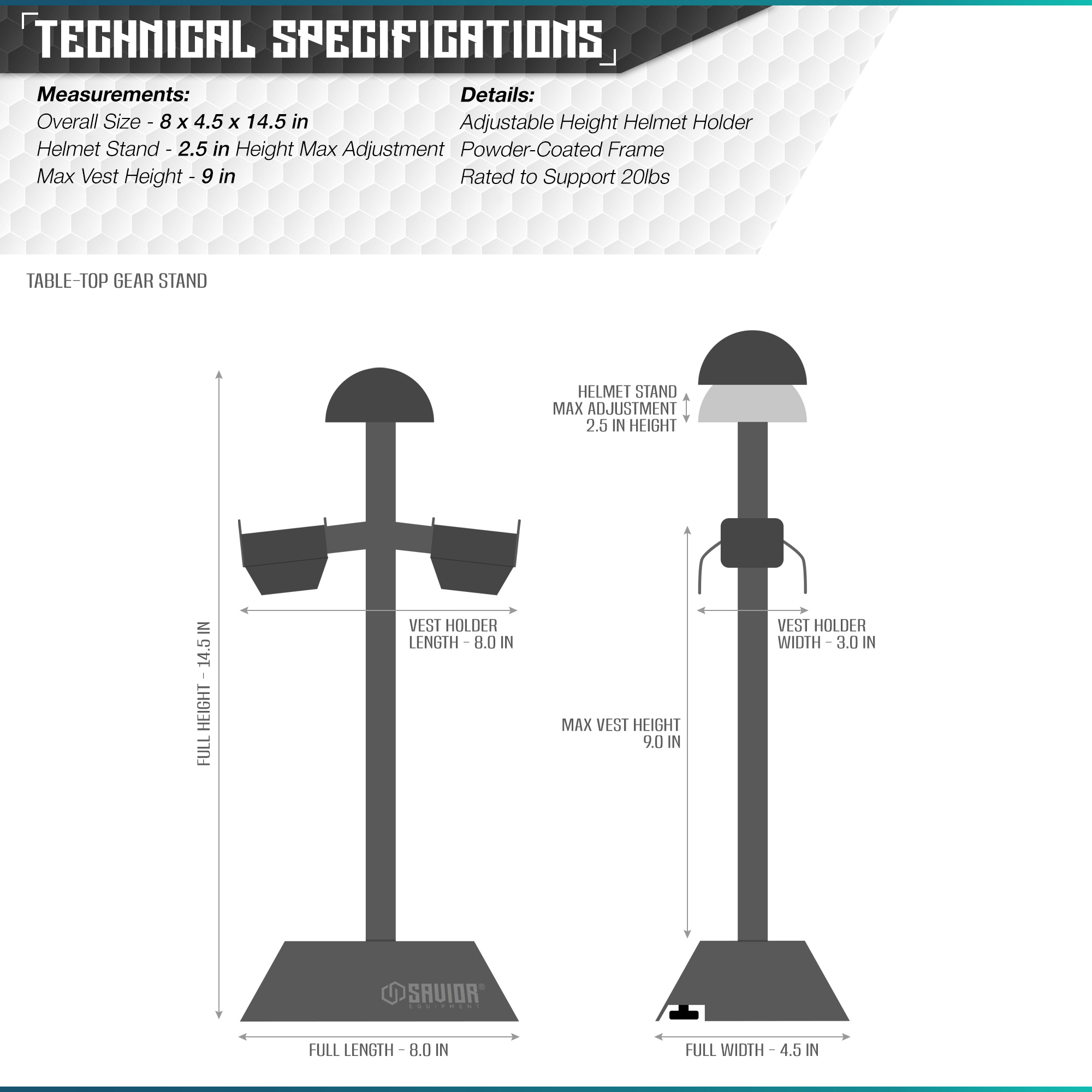 [STEEL] Tactical Gear Stand Duty Vest Plate Carrier Helmet Hanger Display Rack