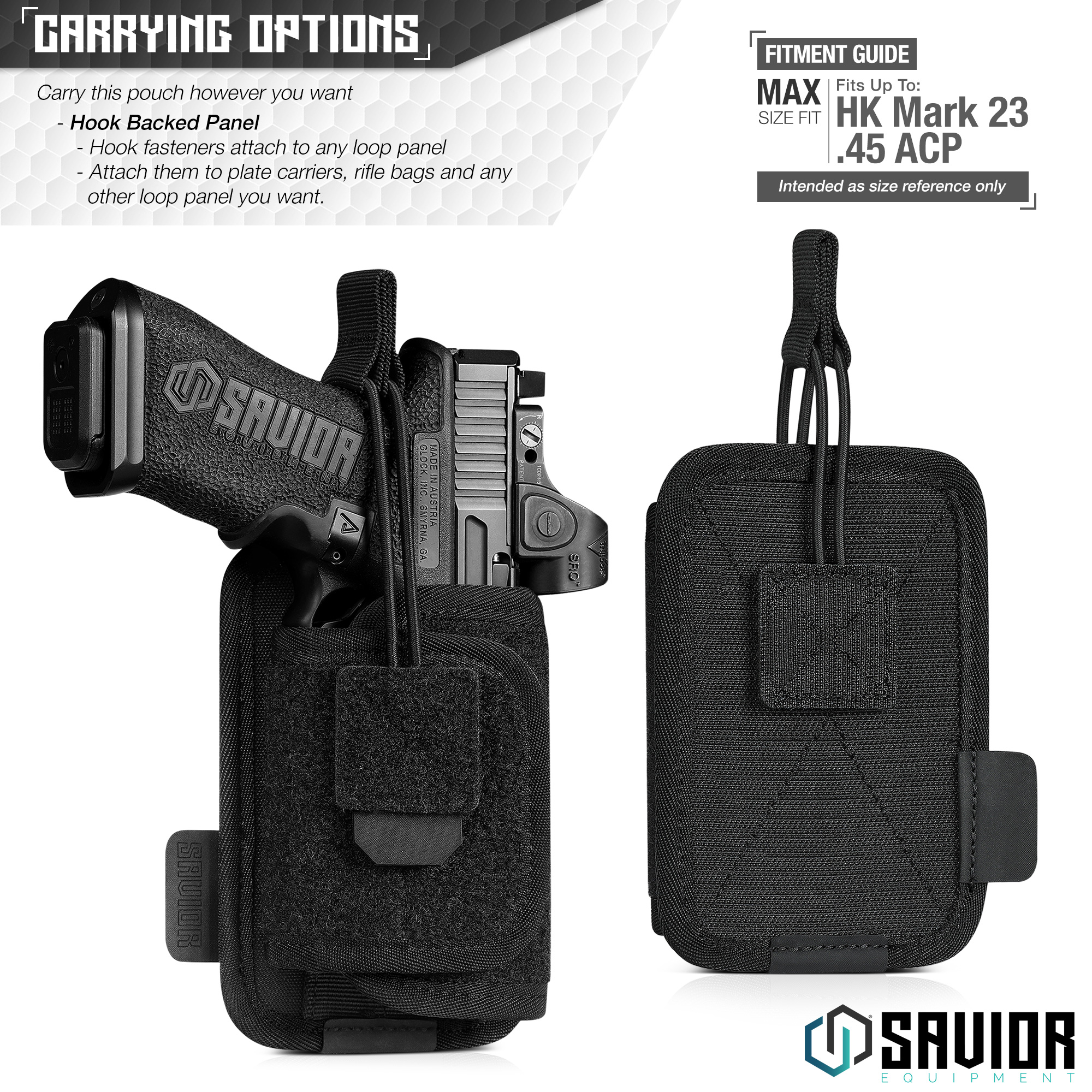 SAVIOR Hook-Backed Tactical Pistol Handgun Holster Holder Carrier For Loop Panel - Picture 11 of 24