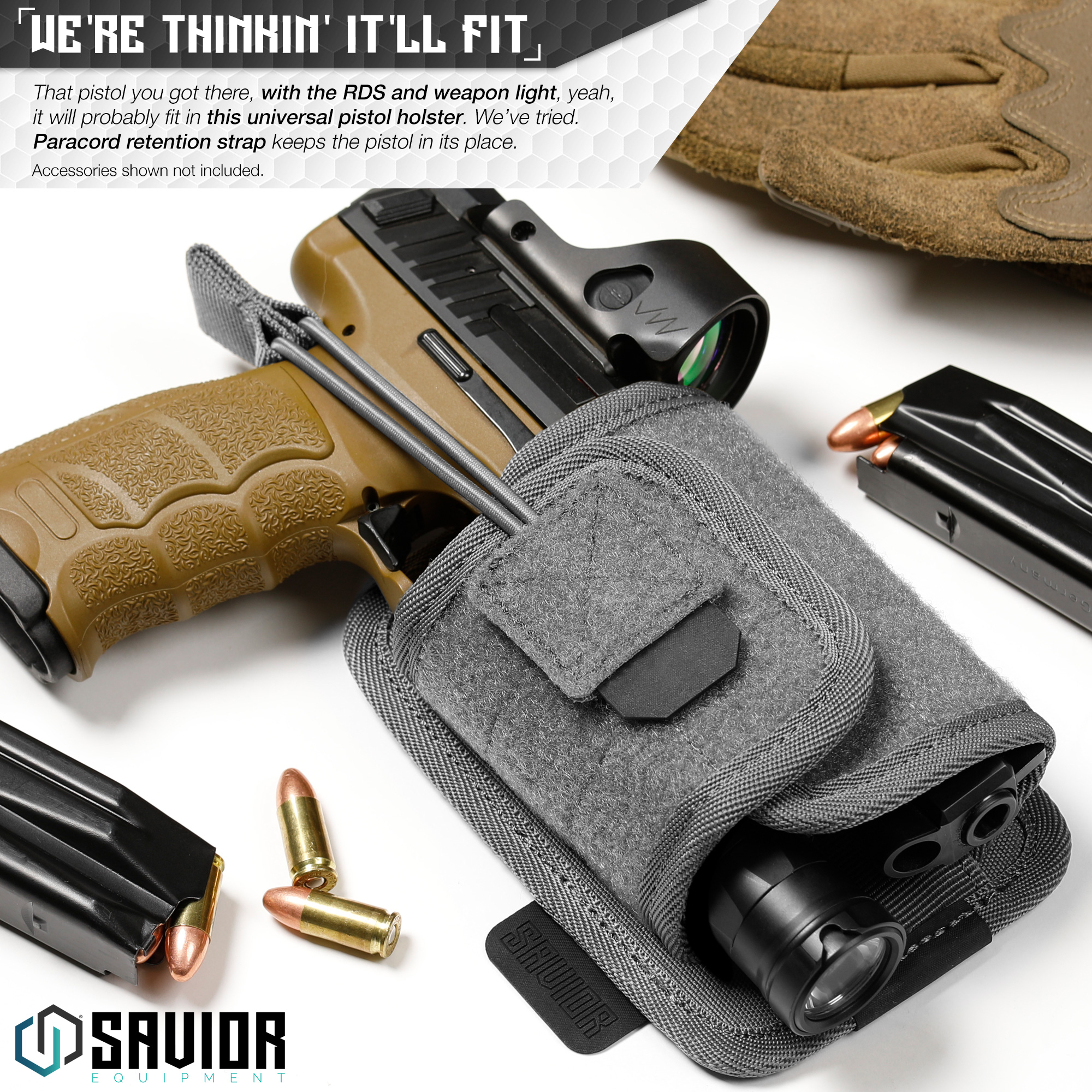 SAVIOR Hook-Backed Tactical Pistol Handgun Holster Holder Carrier For Loop Panel - Picture 20 of 24