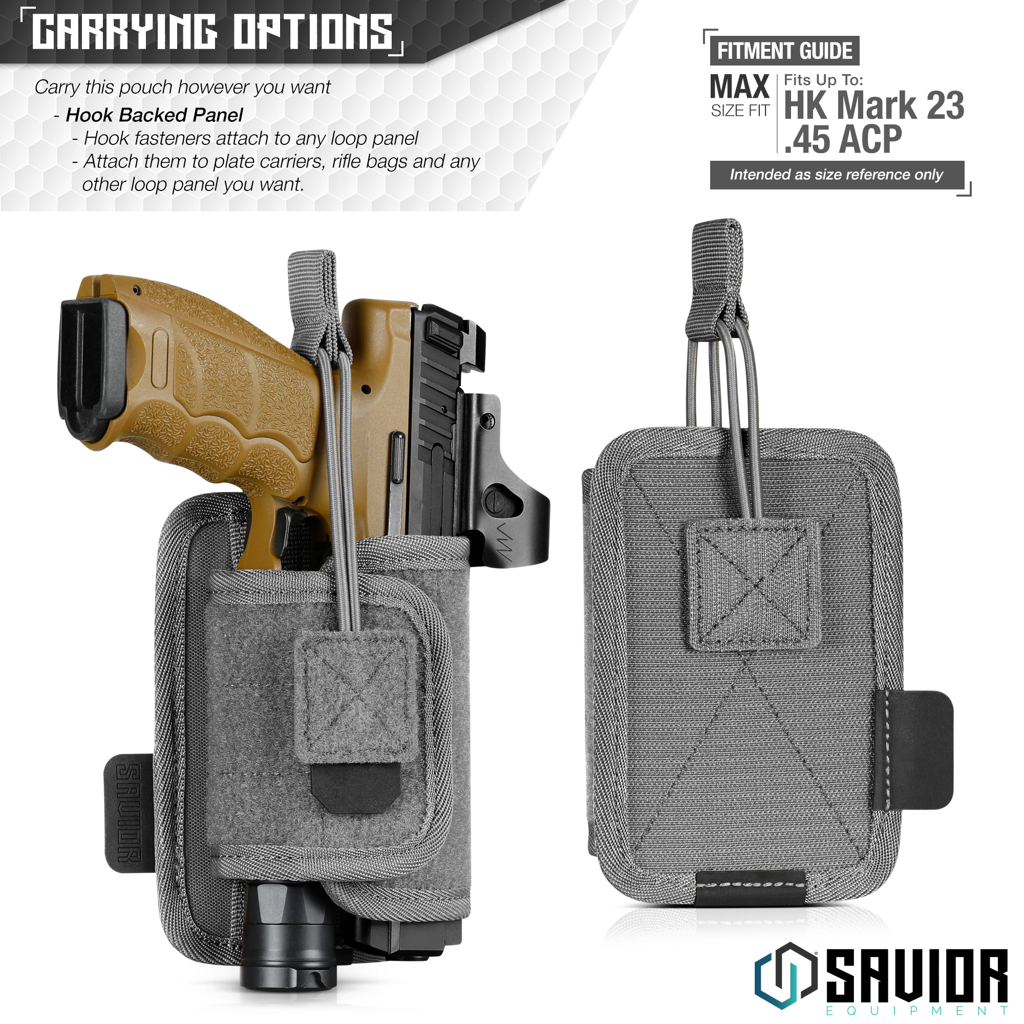 SAVIOR Hook-Backed Tactical Pistol Handgun Holster Holder Carrier For Loop Panel - Picture 23 of 24