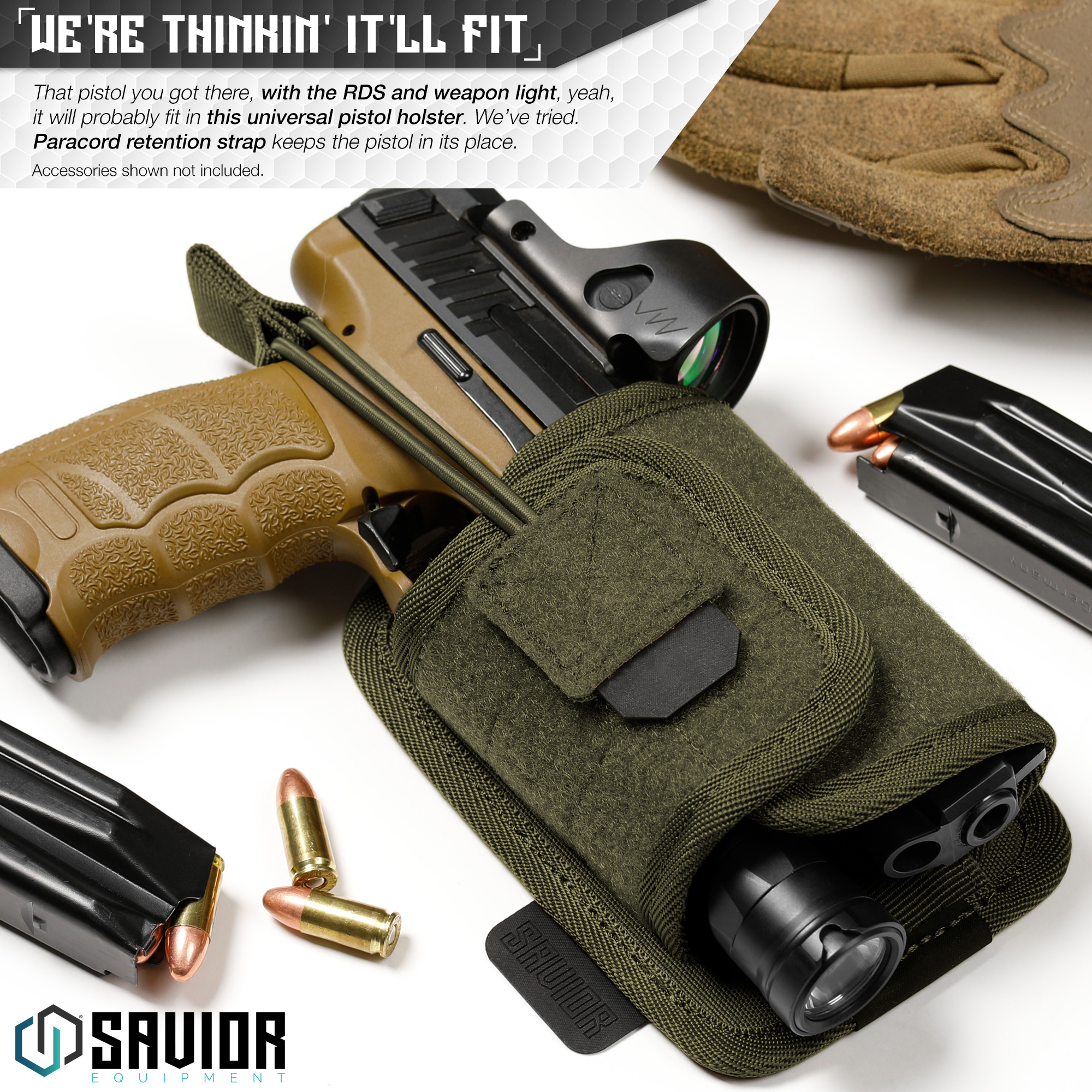 SAVIOR Hook-Backed Tactical Pistol Handgun Holster Holder Carrier For Loop Panel - Picture 14 of 24