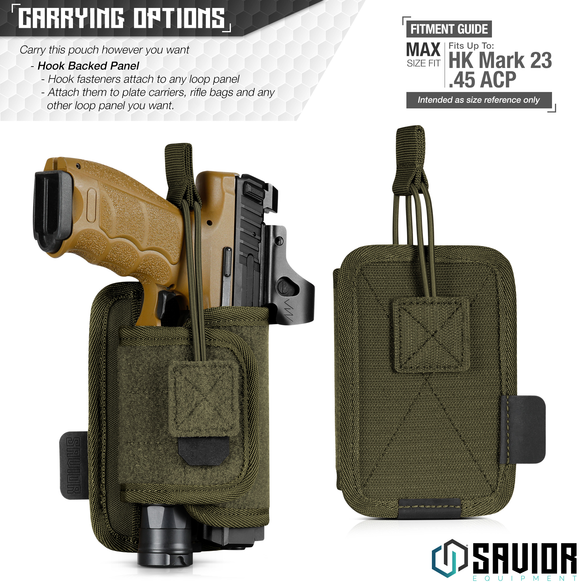 SAVIOR Hook-Backed Tactical Pistol Handgun Holster Holder Carrier For Loop Panel - Picture 17 of 24