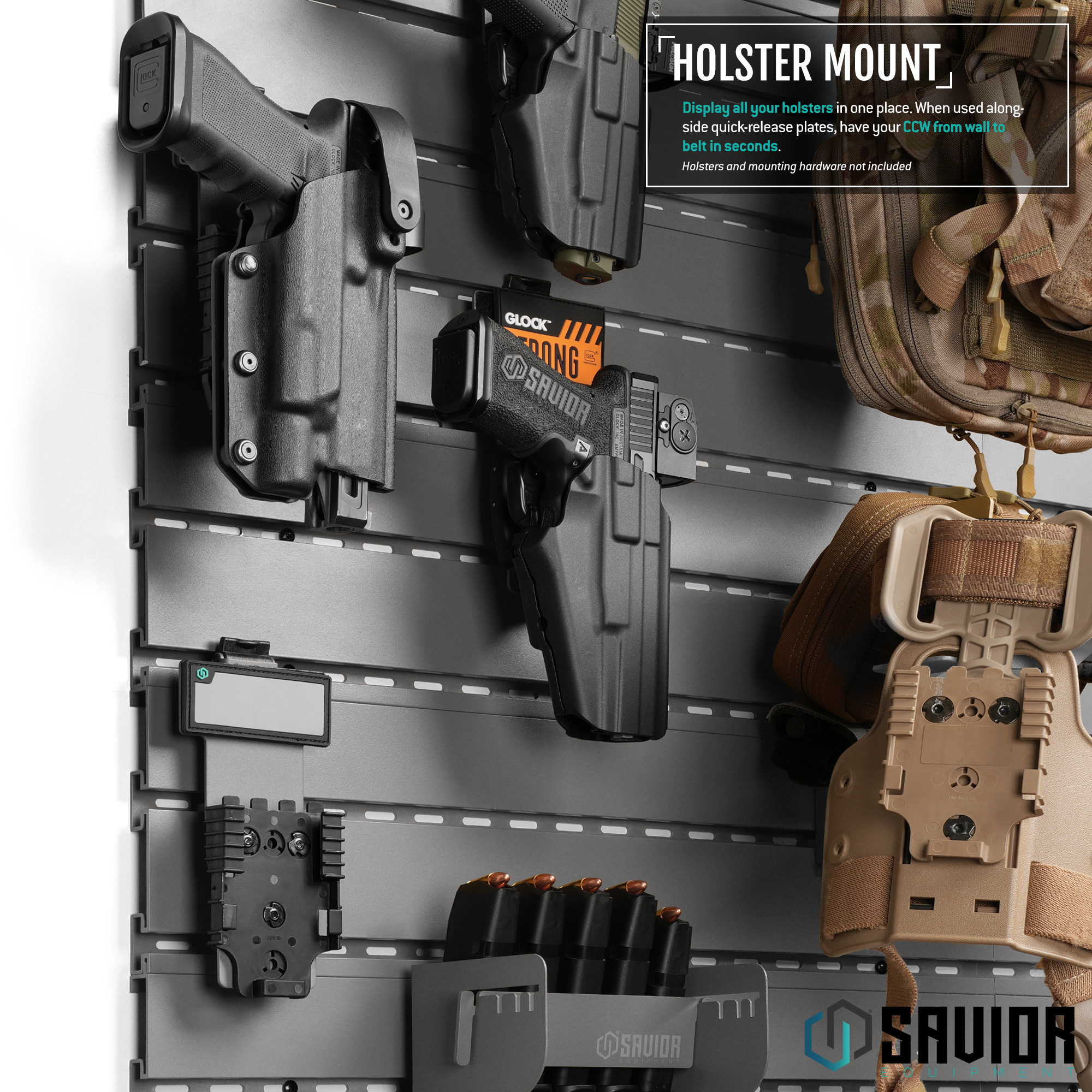 [SAVIOR] Wall Rack System Pistol Handgun Holster Quick-Connect Mount Gun Hook